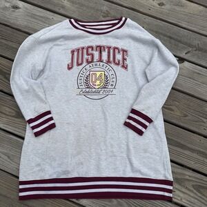 Justice Girls Large  XL plus Sweatshirt Dress Gray/Maroon Pullover
